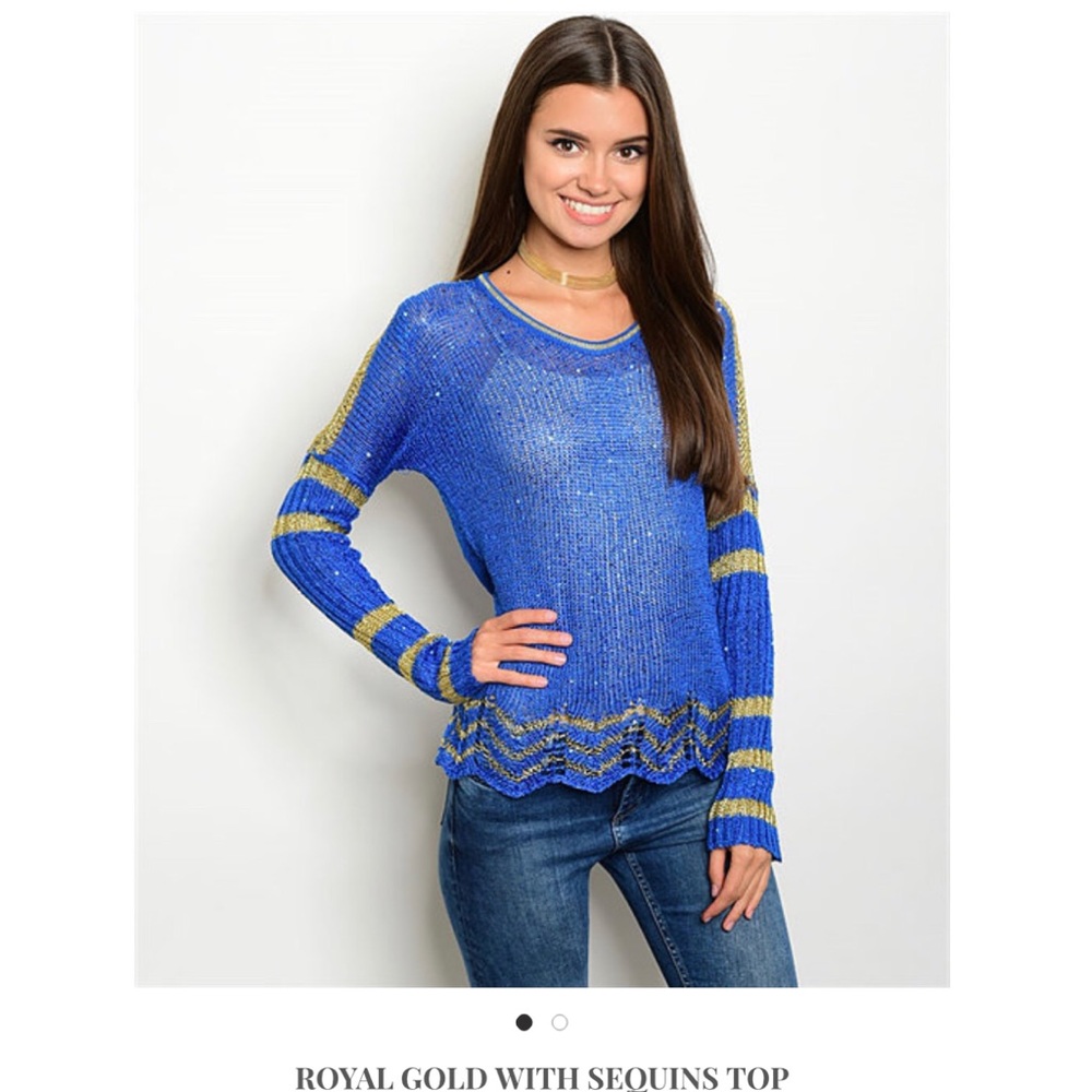 Royal Gold with sequins long sleeve top